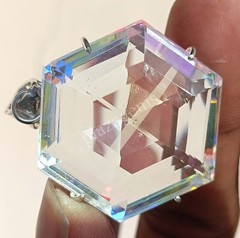 110 CT Hexagon Mystic Topaz 925 Sterling Silver Bi Color Pendant Gems 5MRK