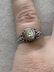 Vintage 925 Sterling Silver Abalone Ring Size 6 Estate Jewelry