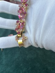 Vntg. Juliana D & E Pink Rhinestone Bracelet & Earring Set Verified D&E 5-Link