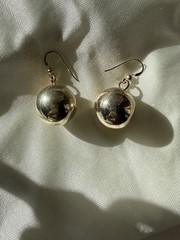 Vtg. Sterling Silver Ball Chime Dangle Earrings
