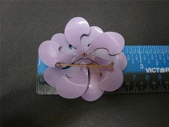 Vintage Retro Mod 60’s Lavender & Yellow Enamel Metal Pinwheel Daisy Flower Pin