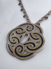 VTG MARGOT DE TAXCO MEXICO MODERNIST STERLING SILVER 925 ENAMEL NECKLACE