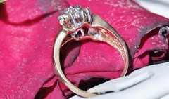10k yellow gold ring 0.30ct natural diamond sz 5 cocktail handmade vintage 3gr