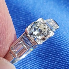Original EARTH MINED DIAMOND Art Deco Engagement Ring SOLID PLATINUM Solitaire