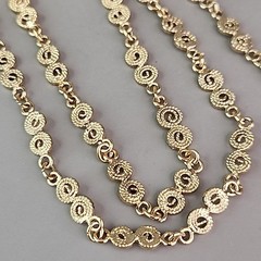 Vintage Vendome Chain Necklace Gold Tone Spirals Figure Eight 35″