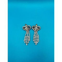 Vintage Rhinestone Dangle Earrings Silver Tone Clear Crystal Glam Party