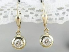 1Ct Lab-Created Diamond Bezel Set Drop Dangle Earrings 14K Yellow Gold Over Gift