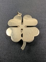 Vintage 14K Gold Pearl Ruby Four Leaf Clover Pendant Charm 3.07g
