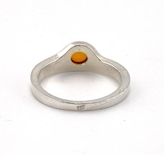 Modernist Minimalist Sterling Silver Baltic Amber Cigar Band Ring Size 8.5
