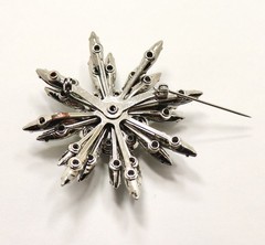 VINTAGE NAVETTE BLUE, GREEN AND PURPLE RHINESTONES FLOWER BROOCH
