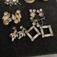 Vintage Unmatched Earrings Lot of 110 All Rhinestones For Crafts Junk Jewelry
