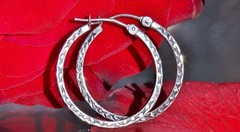 10k white gold earrings 0.80″ hand carved diamond cut hoop handmade 0.66g