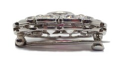 Platinum pin GIA natural No Heat oval ruby 1.03ct & 2.30ct Old European diamonds
