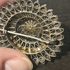 7 OLD ANTIQUE VICTORIAN MIXED METALS RHINESTONE FILIGREE PINS BROOCH