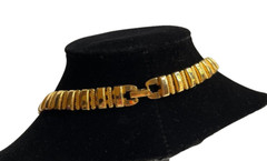 Napier Necklace Gold Tone Collar Chunky 18″ Pat 4774743 Vintage Textured Signed