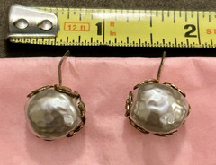 Signed Miriam Haskell Vintage Baroque Pearl Earrings Antique Gold Tone Iconic