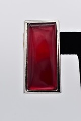 YSL Yves Saint Laurent Red Resin Silver Tone Pierced Earrings Vintage Flaw BinBF