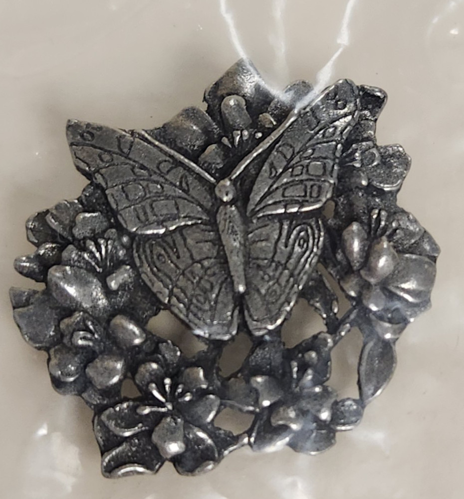 Pewter Birds and Blooms Limited Edition Vintage Butterfly Brooch Pin