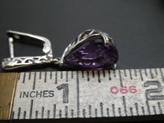 Vintage Amethyst Sterling Silver 925 Lever Back Drop Dangle Earrings