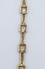 Vintage Gold Vermeil 925 Silver CZ Rope Link Panel Geometric Tennis Bracelet