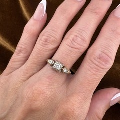 Vintage 1950s-60s 14K & 18K Gold Diamond Ring 0.12ctw Mid Century Size 6.75