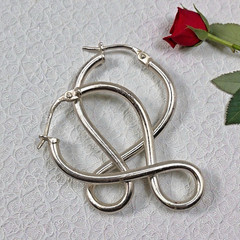 Vintage Designer 925 Sterling Silver Twist Tube Drop Dangle Earrings, 1.25″