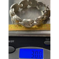 925 Sterling Silver Italy Modernist Domed Wave Link Bracelet 8 Inch 30g Vintage