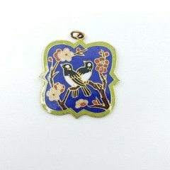 Vintage Enamel Birds on Cherry Tree Pendant for Necklace Gorgeous