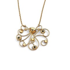 Vintage L.B CO Gold Wire Pendant Necklace Pink Crystal 1/20 12K GF Filigree