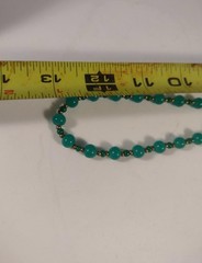 Aqua Colored Hand Strung Bead Necklace- Approx 26″ Long