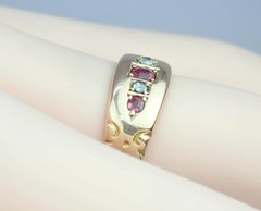 Lovely Antique Victorian Solid 15K Gold Ruby Diamond Gem Ring Chester 1892 5.75