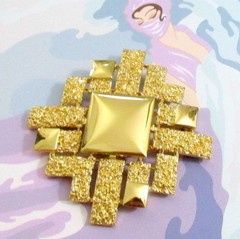 VTG RUNWAY LARGE MONET PAS D’OR GP BROOCH PENDANT BRUTALIST/GLOSSY MODERNIST 70s