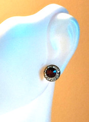 Vintage Stunning Bright Simulated Amethyst w/ Clear Crystals 1/4″ Stud Earrings