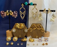 Vtg Earring Lot Costume Jewelry Monet LTR Avon Camphor Glass Enamel Faux Gems