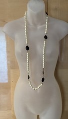 Vintage 40” Pearl & Onyx Necklace 3oz Great Gatsby Look