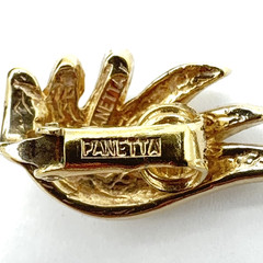PANETTA vintage earrings – gold-tone rhinestone clip-ons – angel wings feathers