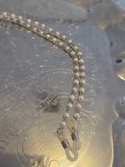 vintage eyeglass chain necklace Pearl And Clear Beads