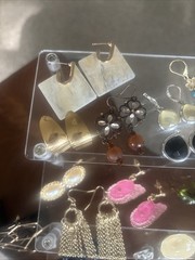 VTG Retro Boho Variety Of Earrings Lot 43 Pairs Dangle, Statement, Mixed Metals