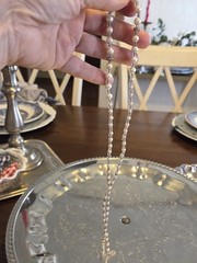 vintage eyeglass chain necklace Pearl And Clear Beads
