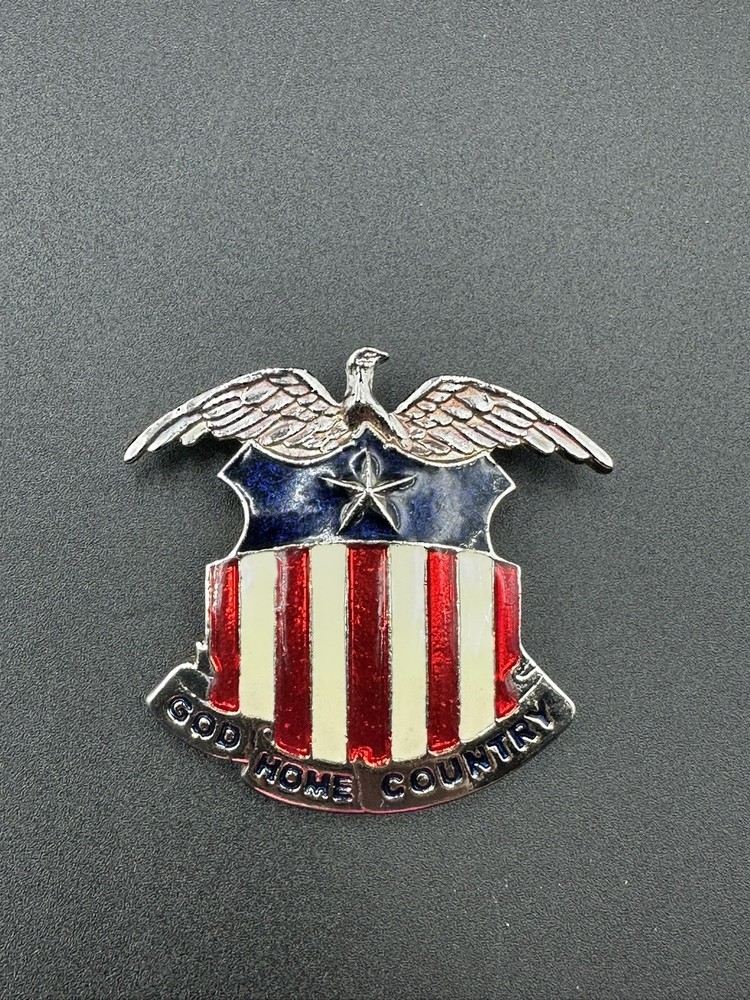 Vintage Red White Blue American Flag Enamel Eagle Shield Patriotic Brooch PWC