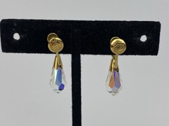 VTG 1/20 12K Gold Filled Screw Back Earrings Aurora Borealis Dangle JMS