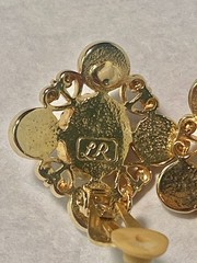 Lady Remington VTG Gold Tone Multicolor Crystal Pearl Clip Earrings 1” NOS Gift