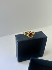 Vintage Red Cubic Zirconia Ring Gold Plated Womens Size 9.5