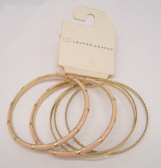 VTG LAUREN CONRAD 5 BANGLE BRACELETS 2 ENAMEL 3 GOLD TONE ORIGINAL TAG