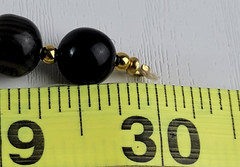 Vintage Black And Gold Color Fusion Plastic Beaded Necklace 30″ Spring Ring