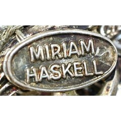 Signed Miriam Haskell Pink Art Glass Floral Brooch Hand Wired Vintage