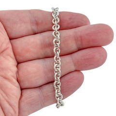 Vintage Sterling Silver 925 Heavy 15.3 gram Round Link Bracelet 7″