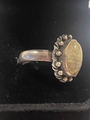 Vintage Golden Rutilated Quartz Hand Crafted 6 ct Stone Size 8 1/4 Ring.