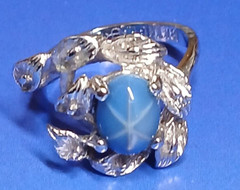 Lab Created Star Sapphire 18kt Gold Plate Vintage Cluster Cocktail Ring – Size 6