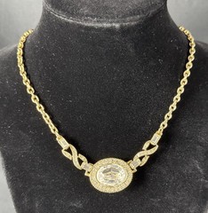 1928 Gold Tone Vintage Style Necklace 7” Long Glamorous Fashion Jewelry